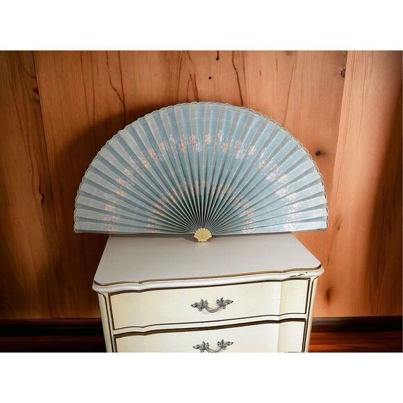 Vintage Paper Floral And Lace Shell Fan - Picture 9 of 12
